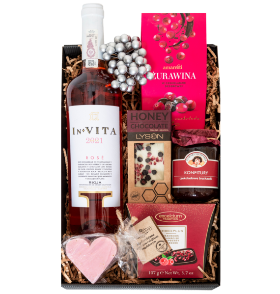 kosz prezentowy z alkoholem wino
